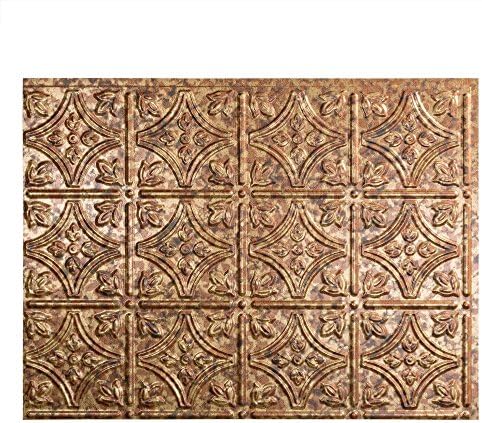 FASÄDE Traditional Style/Pattern 1 Decorative Vinyl Backsplash Panel in Cracked Copper (One 18" x 24" Panel)