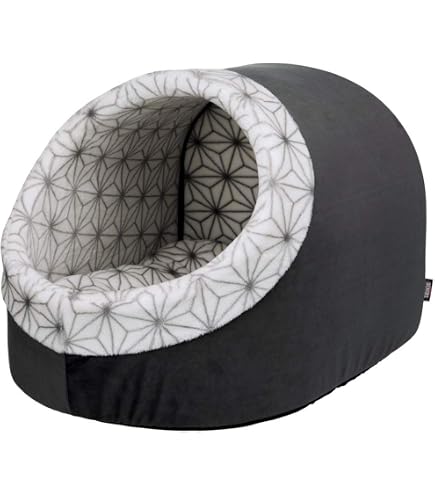 Cama Cueva Para Perro Trixie Livia - Tamaño 38x41x44 Cm, Color Gris/Blanco, Plegable