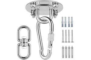 MeianJu Wytrzymały hak sufitowy do huśtawek sensorycznych, wiszących krzeseł wewnętrznych i zewnętrznych, hamaków i innych – bezpieczne haczyki sufitowe do zawieszenia do 450 kg – idealny do krzeseł