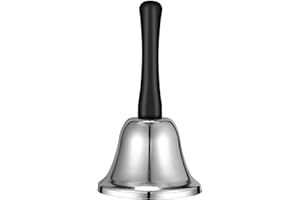 VABNEER Campana de Mano de Metal - Campanilla de Mesa para Hogar, Aula, Escuela y Eventos - Timbre de Recepción para Navidad, Oficina y Uso Comercial