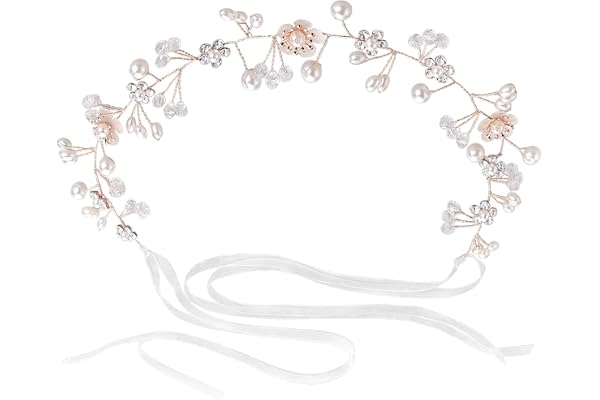 Serre Tete Fleur Fille Bande Blanc Couronne de Fleurs pour Cheveux Princesse Perle Bandeau Cheveux Cristal Accessoires de Cheveux de Mariée Fleur Accessoire Cheveux Mariage Fille Enfant