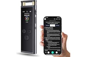 woeaozy 64GB Enregistreur Vocal Numérique IA - Transcription et Résumé IA Prise en Charge de 102 Langues, Contrôle par App, Dictaphone Enregistreur Vocal pour Conférence/Interviews/Classes