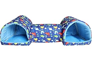 LOVIVER Tunnel et lit pour cochons d'Inde, pour Hamster, Maison pour Petits Animaux, lit pour Petits Animaux, Chinchilla, Dinosaure Bleu