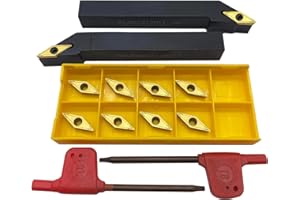 ASZLBYM Cincel giratorio de 1/2 pulgadas, 12 mm, SVJCR1212H11, SVJCL1212H11, indexable, CNC tornos indexables, soporte de cincel giratorio externo y 10 piezas VCMT110304 / VCMT32.51 placas de corte