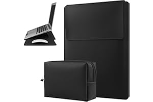 HoYiXi 15 16'' Custodia in pelle Impermeabile con Supporto regolabile Compatibile con MacBook Pro 16 2021 & 2019/15.4'' MacBook Pro 15 (A1990 A1707 A1398) /15'' Surface Laptop 3, Portatile Borsa nero
