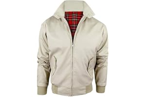 Stylo Online Mens Vintage Harrington Jacket Adults Unisex Boys Ladies Womens Classic Retro Scooter 1970's Bomber Mod Skin Tartan Lining Coat Top Size XS-5XL