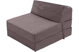 Loft 25 Single Fold Out Chair Graceland Z Bed | Guest Foldable Sofa Futon Mattress | Living Room Furniture | Ergonomically Designed | Soft and Comfy (Graceland D.Brown)