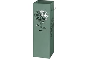 Baroni Home Portaombrelli Design Moderno Porta Ombrelli in Metallo con Mongolfiere 2 Gancini e Vaschetta Scolapioggia Rimovibile 16x16x49 cm Verde