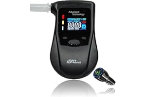 iBACheck Éthylotest Électronique avec Batterie détachable de Rechargeable. Testeur d'alcool Rechargeable de Faible Puissance avec 4 Couleurs LCD avec Fonction d'alerte précoce du Chargeur QC 3.0