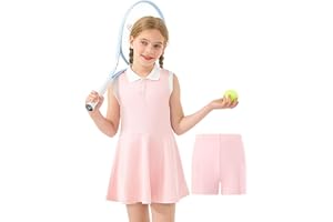 GroYolan Vestido de Tenis para Niña con Pantalón Corto Polo Athletic Dress Sin Mangas Vestidos Deportivos con Bolsillos Ropa Golf Deporte Casual