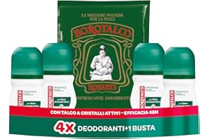Borotalco, Deodorante Roll-On Originale, con Talco a Cristalli Attivi, Tripla Protezione Asciutta, Senza Alcool, Profumo di Borotalco - 4 Pezzi da 50 ml - Esclusiva Amazon
