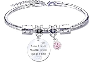 QTQTLP Cadeau Fille Bracelets Femme Cadeau D'anniversaire Fille Enfant Je T'aime Ma Fille Cadeau Fille à Ma Fille Bracelet Femme Idee Cadeau Ado Fille Pendentif Bracelets