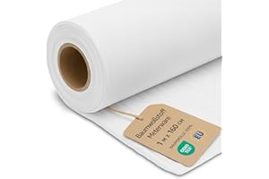 AMAZINGGIRL Tessuto al metro cotone 1M x 160 cm - Tessuti e stoffe per cucito creativo decorazione e fai da te Stoffa ideali per abbigliamento arredamento Oeko-Tex 3. Bianco