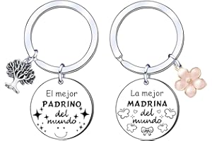 YUANSI 2ps Regalo Padrinos Bautizo Llavero Llavero Padrino y Madrina Padrino Regalo Llavero del Padrino Madrina idea Regalo Navidad Padrino y Madrina Regalo día de Pascua Bautismo