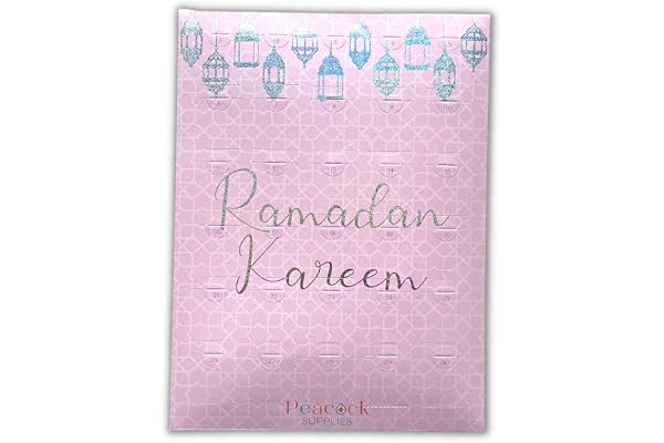 Peacock Supplies Ramadan godis nedräkningskalender, rosa och glitter | 30 dagar med halal söta godsaker – introducerar barn till ramadan-värden – fantastisk gåva