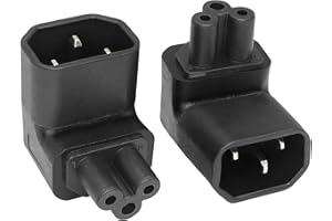 Adaptateur C14 à C5 YACSEJAO 90 Degrés IEC 320 Mâle C14 à IEC Femelle C5 2 Pack Adaptateur de rallonge électrique à Angle Droit