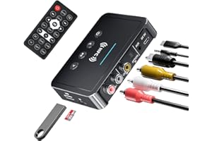 Mokeum Adattatore Bluetooth 5.0 NFC 3 in 1 Trasmettitore FM, Ricevitore Con NFC, Chiavetta 3.5mm AUX/RCA Wireless per TV/PC/Smartphone/Autoradio