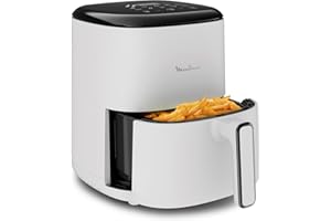 Moulinex Easy Fry Compact 3L – Freidora de aire 1300 W, ahorro energético 70%, cocina rápida, 10 programas, panel de control digital, color blanco, EZ145A