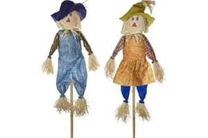 SIAM EXPRESS Set of 2 156cm Large Stick Scarecrow Halloween Decor Small Fall Happy Autumn Harvest Ornament Bird Deterrent Pest Control Garden, Home, Yard, Porch Decoration Asstd