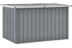 Keketa Large Garden Storage Box, Metal Deck Box, Outdoor Storage Shed, Garden Tool Shed, Heavy Duty Storage Box Grey 149x99x93 cm