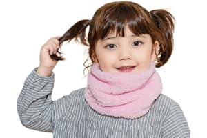 iNszkoos Double-Couche En Peluche Tour de Cou Enfant Écharpe Cache-cou 2-12 Ans Filles Garçons Hiver Écharpe Bébé Boucle Cache cou Foulards Fourrure Snood Écharpe Foulard Temps Froid Accessoire