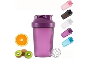 zukent Protein Shaker Bottle Water Bottle with Stainless Steel Mixball Leak-Proof Protein Shakes BPA Free Mixer Shaker Bottle Milkshake Cups for Fitness Sports Gym for Men and Women - 400ml