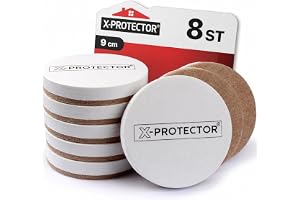 X-Protector Filt möbelglidare för trägolv 8 stycken 9 cm | Möbelglidare - Tunga möbelglider för hårda ytor - vita filtglider