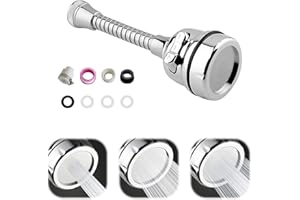 ZWZNBL Ruchoma głowica natryskowa do zlewu kuchennego, obracana o 360° przedłużka do kranu zapobiegającego rozpryskiwaniu z wężem, głowica rozpylacza, nasadka z 3 trybami do kuchni, łazienki