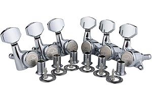Guyker 6Pcs Guitar Locking Tuners (6 Right Handed) - 1:18 Współczynnik blokady String Tuning Key Pegs Machine Heads with Hexagonal Handle Replacement for LP SG Style Electric, Folk or Acoustic Guitars