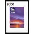 wyewye A2 Frame 59x42 cm Black Picture Frame, Acrylic (Non-Glass) A2 Photo Frame with A3 Mount for A2/A3 Print, poster, Wall Mount Only