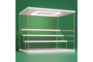 Nonemey Vitrina Expositora Transparente con Luz Led,2/3/4/5/6 Niveles Cajas de Metacrilato de Almacenaje,Antipolvo Caja Organizadora,Vitrina Acrílica para Colecciones (Blanco, 4Tier-31.5*24.5*26.5 cm)