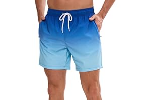 Vorvowry Costume Uomo Mare Calzoncini Asciugatura Rapida Costumi da Bagno Impermeabile Boxer con Tasca Estivi Pantaloncini Uomo Colore Sfumatore per Nuoto Corsa Fitness