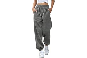 EBANKU Women's Cinch Bottom Sweatpants with Pockets Plain Tracksuit Baggy Elastic Waist Trousers for Casual Hip Hop, Gym and Jogging (85% Cotton)