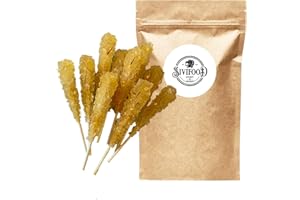 ‎SIVIFOOD SPIRIT - OF - ORIENT SIVIFOOD Kandiszucker Sticks mit Safran 10 Stück - goldener Kandis am Stiel für Tee Nabat Saffron Zucker am Stab Kaffee Kandissticks zum verschenken Geschenk Dekoration Stäbchen Weihnachten