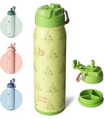 Geïsoleerde waterfles met rietje - 1180 ml roestvrijstalen