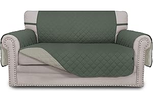 Greatime Sofaschoner, Sofa Schutz Abdeckung, Schonbezug, Sofaüberwurf, Sofabezug, Rutschfes, Reversible Gesteppte, Pet, Haustier Abdeckung, Kinder, Katzen, Hunde（3-Sitzer, Graugrün/Beige）