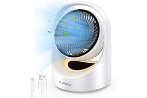 m zimoon Ventilateur de Table, Ventilateur Circulateur d'Air Silencieux, Puissant et Portable, Chargement USB, Oscillation Horizontale et Verticale, 4 Vitesses, pour Bureau, Chambre, Salon