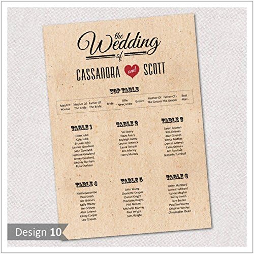 A1 Personalised Wedding Table Plan 260GSM Poster
