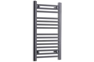 companyblue 400mm Wide Black Heated Towel Rail Radiator Flat Ladder for Stylish Bathroom (400 x 800mm)