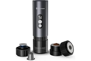 Maestri House Cafetera espresso de 150 W con autocalentamiento rápido de 2 a 3 minutos, máquina de café espresso portátil de viaje con taza de té pequeña, también soporte para cápsulas NS y café