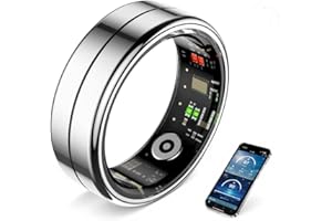 UouNeaCo Bague Intelligente - Tracker d'Activité & Santé (Rythme Cardiaque, Oxygène, Sommeil), 5ATM, 7 Jours Autonomie - Recharge Magnétique - Compatible Android/iOS (Argenté, 8)