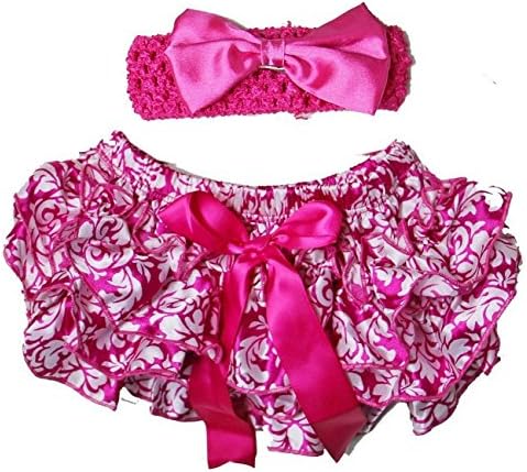 Kirei Sui Baby Damask Bloomers &amp; Headband Set Hot Pink