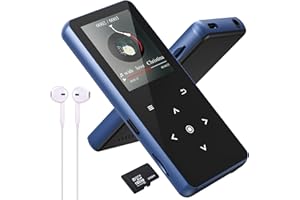 LIUWID Reproductor de MP3 de 32 GB, Bluetooth 5.0, reproductor de música con sonido Hi-Fi, altavoz HD integrado, vídeo, grabación de voz, radio FM, soporte para lector de libros electrónicos de hasta 128 GB