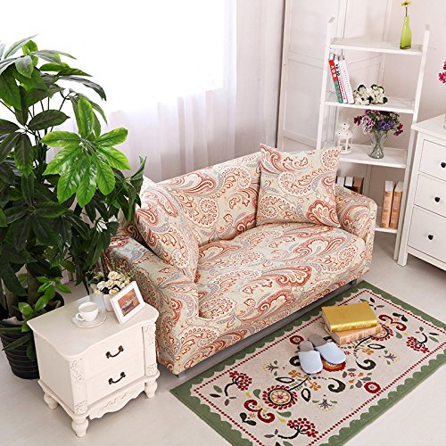 HYSENM Sofabezug Universal Stretch Weich Elastisch Farbecht Hautfreundlich Rutschfest Anti-Pilling Unempfindlich Sofaüberwurf 1-Sitzer 2-Sitzer 3-Sitzer 4-Sizter Sofahusse, Orange, 145-185cm - 2