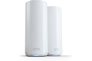 NETGEAR Orbi 770 Series Tri-band WiFi 7 Mesh Network System (RBE772) - Router + 1 Satellite Extender, Security Features, Up to 11Gbps, Covers up to 5,500 sq.ft., 100 Devices, 2.5 Gig Internet Port