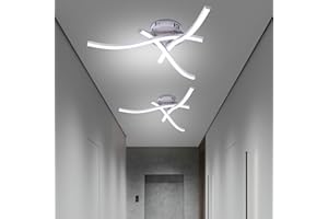 ZANKEOX LED Ceiling Lights - 2PCS Elegant Curved Design Ceiling Light,21W Cool White Light 6000K 3 Built-in LED Boards, 1600 Lumens Modern Ceiling Lighting Fixture for Living Rooms/Bedroom/Kitchen/Hallway