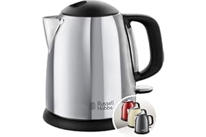 Russell Hobbs Bouilloire Electrique [Compacte] Victory (1 L, 2400W, Design Acier Brillant, Ebullition Rapide, Niveau d'eau Visible, Marqueurs 1/2/3 tasses, Filtre Anticalcaire amovible) 24990-70