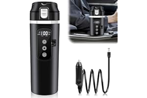 GOMETY Auto-Heizbecher: 1 Stück BPA-Frei Elektrisch Wasserkocher, Tragbar Für Auto, Für Reise Camping (Schwarz 500ml)