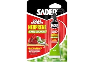 Sader Colle Contact Type Néoprène – Sans Solvant et Sans Odeur – Colle Extra Forte Tous Matériaux – Intérieur et Extérieur Sous Abri – Prise Immédiate – Translucide – Tube 30 ml