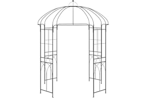 Gr8 Garden Decorative Metal Heavy Duty Rose Arch Frame 4 Sided Archway Path Support for Climbing Tall Ivy Plant Flower Trellis High Birdcage Shape Wedding Arbour gazebo Pergola Pavilion